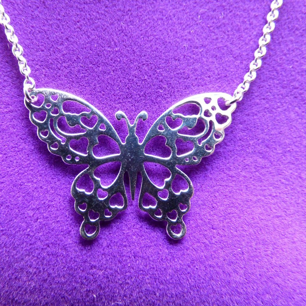 GOTH FAIRY 18" STERLING SILVER ALTRO BUTTERFLY NECKLACE 3.61G